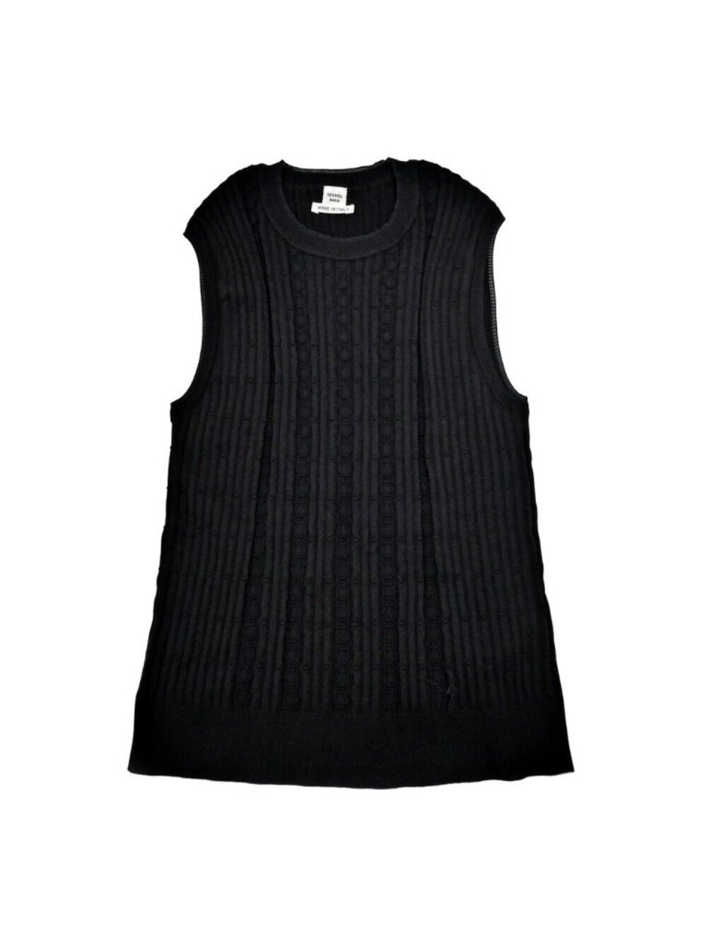 Hermes Sleeveless Knit Black Cotton Sweater 6